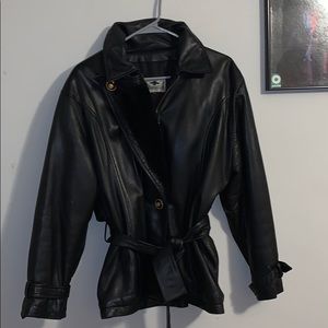 Damselle leather jacket bomber style, with fur